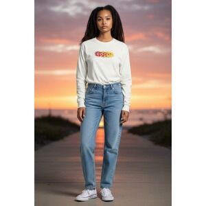 VTG COOGI Australia Sport Flame Logo Long Sleeve T Shirt White Womens XL NWT